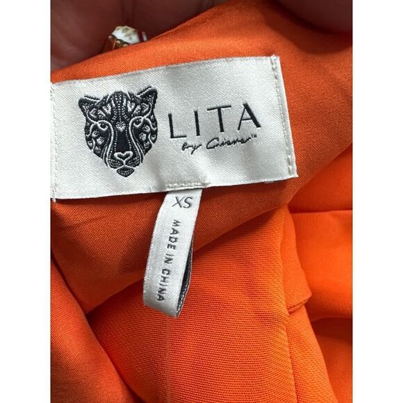 LITA by Ciara Tie Front Jumpsuit Cherry Tomasto Size XS Wide Leg - Picture 7 of 7